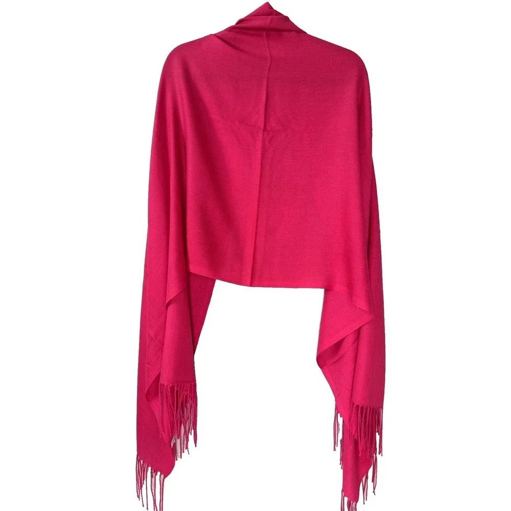 Pashmina Fuschia Deep Hot Pink Scarf Wrap Shawl 74x27 Vibrant Layering Evening